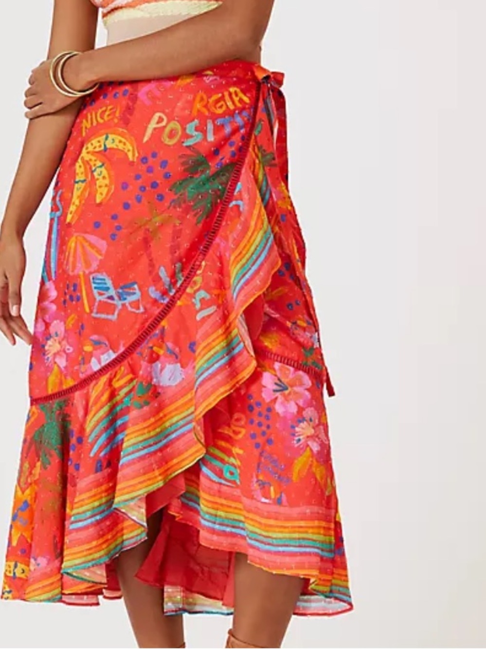 FARM Rio Red Tropical Printed Wrap Sarong